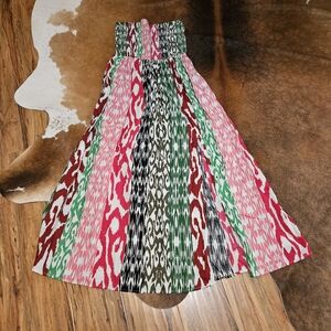 Ann Taylor LOFT Beach Vibrant Strapless Maxi Dress Small/Medium Pink Green Black